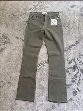MOTHER Olive Green Straight-Leg Jeans